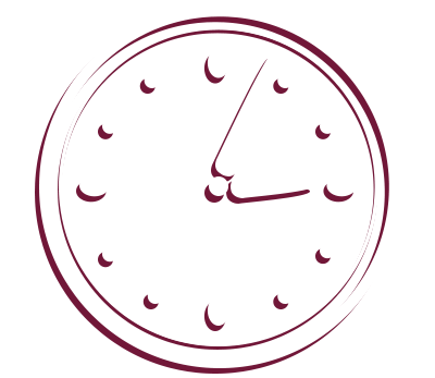 A stylized analog clock