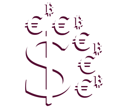 Currency symbols arranged into an artistic circle