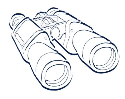 A stylized pair of binoculars